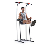 Sunny Health & Fitness Multi-Function Compact Power Tower 300 LB Weight Capacity Strength Training Fitness Equipment with Captains Chair, Dip Station, Pull Up Bar, Push Up & Core Workout - SF-XF924016