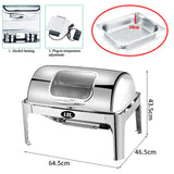 JIIPOREGJ Food Warmers for Parties Buffets Electric, Stainless Steel Chafing Dish Buffet Set with Visible Lid, 13L Commercial Buffet Servers and Warmers for Keeping Food Warm Decoration