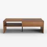 NessCarsti Coffee Table with LED Lights, 51" Modern Rectangular Living Room Center Table with Storage Shelves & Hidden Compartment, Stylish Tea Table for Apartment, Home, Office