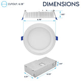 LUXRITE 6 Inch LED Regressed Mini Panel, Recessed Light, 5CCT 2700K-5000K, Dim to Warm, Switchable 12/15W, 770/1150 Lumens, CRI90, Dual Dimmable (TRIAC/0–10V), 100°, Canless Spotlight, ETL (6 Pack)