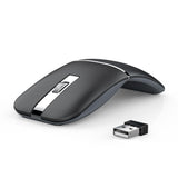 Bluetooth Wireless Arc Travel Mouse, Bluetooth 5.0/4.0 & 2.4G Tri-Mode, Rotating Foldable Ergonomic Mice, Type-C Rechargeable Multi-Device for Microsoft Laptop, PC, MacBook, Chromebook, Lenovo - Black