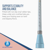 Dynarex Bariatric HD Steel Tall Adult Crutches - Extra Heavy Duty Bariatric Crutches with Underarm Pads, Adjustable Hand Grips, Anti-Slip Tips - 1000lbs Capacity, 1 Pair