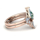 Customized Moss Agate Engagement Ring set Engraving Text Moss Agate Wedding Ring Set Gold For birthday Promise ring Chirstomas (rose gold)