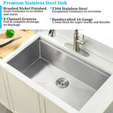 BoomHoze 30 Inch Undermount Kitchen Sink Stainless Steel, 30 x 19 Inch Undermount Workstation Sink 16 Gauge 10 Inch Deep Commercial Single Bowl Kitchen Sink