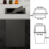 Built in Stainless Steel Trash Can with Lid Countertop Hidden Garbage Bin Integrated Waste Disposal for Kitchen Sleek Design with Black Lid Space Saving Solution