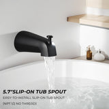 MTTCLE Shower Faucet Set with Tub Spout, 8 Inch Square Wall Mounted Rainfall Shower Head with Rough-in Valve Body, Bathroom Shower Trim Kit Single Function RV Shower System(Matte Black)