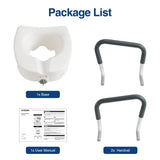 Raised Toilet Seat with Removable Padded Arms Adjustable Width 5" Toilet Seat Riser Supports 300lbs for Seniors, Pregnant, Handicap(N1FYT13-AZ)