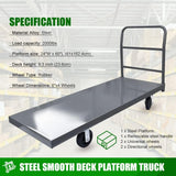 Steel Platform Truck 2000 lb Capacity, 60" x 24" Heavy Duty Flatbed Push Cart with Smooth Deck