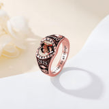 Oseew 2027 Custom Photo Graduation Ring for Women High School (Rose Gold)