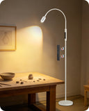 GOEBLESON Reading Floor Lamp, 74.2" Tall LED Lamp, with 360° Flexible Gooseneck & Touch & Remote Control, Ajustable Color & Beam, Crafts Standing Lamp, for Reading, Task Craft, Living, White WW16LD05