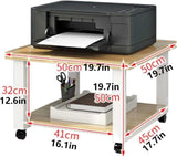 PXIWDAN Printer Stand 2 Tier Printer Stand with Wheels Cart Mobile Wood Metal for Home Office for Office(B)