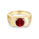 Oseew Gold Mens Created Ruby Ring for Men Sterling Silver/ 10k/14k/18k Gold Created Mens Ruby Gemstone Rings Customized 2-6 Carat Men's Ruby Ring Engagement Ring Promise Ring For him