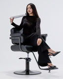 Towning Barber Salon Chair, Extra Wide Hair Styling Chair with Heavy Duty Hydraulic Pump, 360° Swivel Height Adjustable Braiding Design, Luxury Beauty Salon and Barbershop Equipment, Black