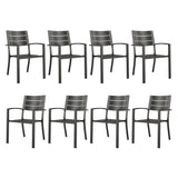 MFSTUDIO Stackable Patio Dining Chairs Set of 8, Metal, Black