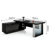 HHEvergreenEnsemble Executive Desk with Wood Veneer Surface (70.87IN)
