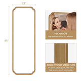 WallBeyond Full Length Mirror Wall Mounted 65"x22", Rustic Wooden Frame Floor Mirror, Large Full Body Mirror for Bedroom, Leaning or Hanging Against Wall (Natural Solid Wood)