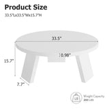 IDEALHOUSE 33.5" Round Coffee Table, Modern Circle Center Table with Inclined Legs, Accent Cocktail Tables for Living Room, Bedroom, Easy Assembly, White