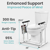Vive Toilet Safety Rail with Arms - 300LBS Support Frame with Handles for Seniors, Elderly, Handicap & Disabled - Grab Bar Handrail - Bathroom Riser Assistance Aid - Stand Alone Lifter to Help Stand