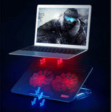 KMWHPJN Laptop Cooling Pad, LED Fan, Two-Way Fan, LCD Display Controller, Power Supply, Up to 17, Non-Slip Mat, Black Grid