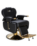 IJIALIFE Salon Chair for Hair Stylist, 550 Lbs Heavy Duty Reclining Barber Chair with High-Density Foam Cushioning, Hydraulic Styling Chair for Spa Beauty Salon Home Studio (Black & Gold)