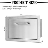 Atatod Outdoor Kitchen Paper Towel Holder Drawers,17" W x 11.25" H x 8.75" D Stainless Steel BBQ Drawer Works with Your Grilling or Prep Zones for Easy & Quick Clean up