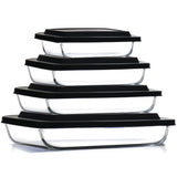 Nestl 8pc Glass Baking Dishes for Oven, Glass Food Storage Containers with Lids, Leakproof Casserole Dishes for Oven with Lid, Cooking, Microwave Oven Freezer Safe Bakeware, 9x13 Lasagna Pan Black