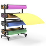 MOOFI Heavy-Duty 36-Inch Mobile Paper Roll Holder, 8-Roll Rack with Cutter