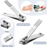 Geosar 50 Set 8 in 1 Travel Manicure Kit Bulk Professional Nail Clippers Pedicure Nail Care Tools Grooming Stainless Steel Set with Portable Travel Case, Gift for Valentine Men Women(Sliver)
