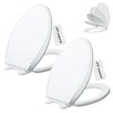Angol Shiold 2-Pack Elongated Toilet Seat Soft Close & Quick Release, White Plastic Toilet Seats Cover Rust-Proof(18.5",Modern)