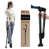 Famica FlexiCrutch for Adult (x1 Unit, Open Cuff) - Red Dot Design Award Winner, Portable Mobility Aid for Seniors, Post-Surgery, Injury Recovery, Adjustable Ergonomic Handles, Cuff, Height, Foldable, Lightweight and Non-slip Forearm Crutches