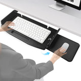 Solid Steel Under Desk Keyboard Tray Slide Out with 360° Rotating Mouse Platform,Keyboard Shelf Sliding,Under Desk Mounted Keyboard Holder,Under Desk Keyboard Drawer 28"Lx11"W