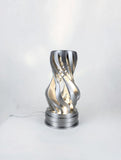 MAKER 3D Twist Spiral Table Lamp in Silver - Handmade 3D Printed Shadow Projection Night Light, Dimmable USB LED Bedside Accent Lamp for Bedroom, Nursery and Office Desk Decor