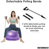 NEUMEE Yoga Ball Chair with 65cm Exercise Ball & 2 Resistance Bands, Stability Base for Home Office, Yoga, Pilates & Fitness, Balance Ball for Posture, Core Strength & Low Impact Workouts (Purple)