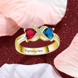 Oseew 14k white gold mothers ring mothers rings with 2 birthstones Customized 10k White gold 2 birthstone rings Personalized 14k White gold 2 birthstone rings