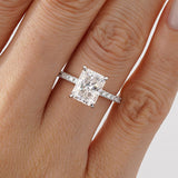MSBLUE 2ct Radiant Cut Moissanite Engagement Ring, Size 8