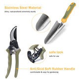 Garden Tool Set, WisaKey 9 Piece Stainless Steel Heavy Duty Green Gardening Tools with Non-Slip Ergonomic Handle