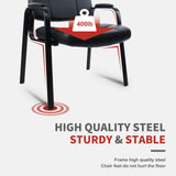 Big & Tall 400 lbs Waiting Room Guest Chair, Leather Office Reception Chair No Wheels with Padded Arms (4 Pack) CLATINA