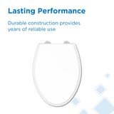 Gerber Soft-Close Elongated Toilet Seat with Two Button Quick-Release, Top-Mount Installation, Non-Slip Bumpers, and Cover, Heavy-Duty Plastic, White, GC550130