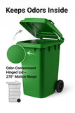 Green 95-Gallon Wheeled Rectangular Trash Can with Hinged Lid