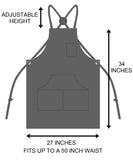 Hudson Durable Goods Professional Grade Chef Apron for Kitchen, BBQ, and Grill - 100% Cotton, Adjustable Crossback Apron for Men and Women with Large Pockets for Tools - Black