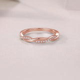 Oseew 0.25 carat Petite Twisted Vine Lab Grown Diamond Engagement Ring Engraving Text Promise Ring (rose gold) Stackable Bands and Wedding Rings