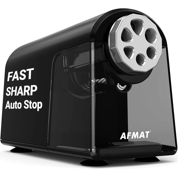 Heavy Duty Electric Pencil Sharpener for Classroom, 6 Holes, Electric Pencil Sharpeners, Black AFMAT