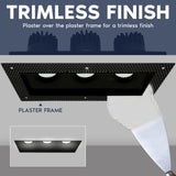 LUXRITE 3-Head Regressed Trimless Gimbal LED Recessed Spotlight, 360°+15° Swivel Rotation, 5CCT 2700K-5000K, CRI90, 45W, 3000 Lumens, 60° Beam, Rectangle Black, Dual Dimmable, IC & Wet Rated (2 Pack)