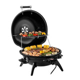 Electric Grill, Techwood Indoor/Outdoor Electric Barbecue Grill, 1600W Portable Removable Tabletop Grill with Adjustable Heat, Double Layer Design for Party, Patio & Backyard (Black)