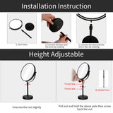 Nicesail Higher Taller Tabletop Makeup Mirror of 8 Inch, 5X Magnified Makeup Mirror Countertop Standing, Height Adjustable, Double Sided Mirror in Matte Black (8 Inch, 5X)…