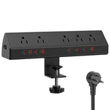 Jgstkcity Desk Clamp Power Strip,Edge Mount,4 USB C,65W,1200J,Black