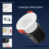 LUXRITE 1 Inch LED Recessed Canless Regressed Light with J-Box, 5CCT Selectable (2700K/3000K/3500K/4000K/5000K), 9W 800 Lumens, Dimmable Spotlight, IC Rated, Wet Rated, ETL Listed (12 Pack)