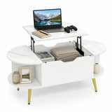 Giantex Lift Top Coffee Table with Storage, 39.5" Faux Marble Center Table