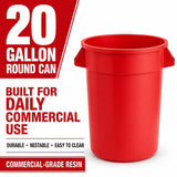 Getzi 6 Pack 20 Gallon Red Round Commercial Trash Can