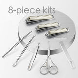 HAPPITON 8-Piece Manicure Pedicure Set-Stainless Steel Nail Clippers Toenail Fingernail Cutters with Travel Case Complete Grooming Kit (Green)